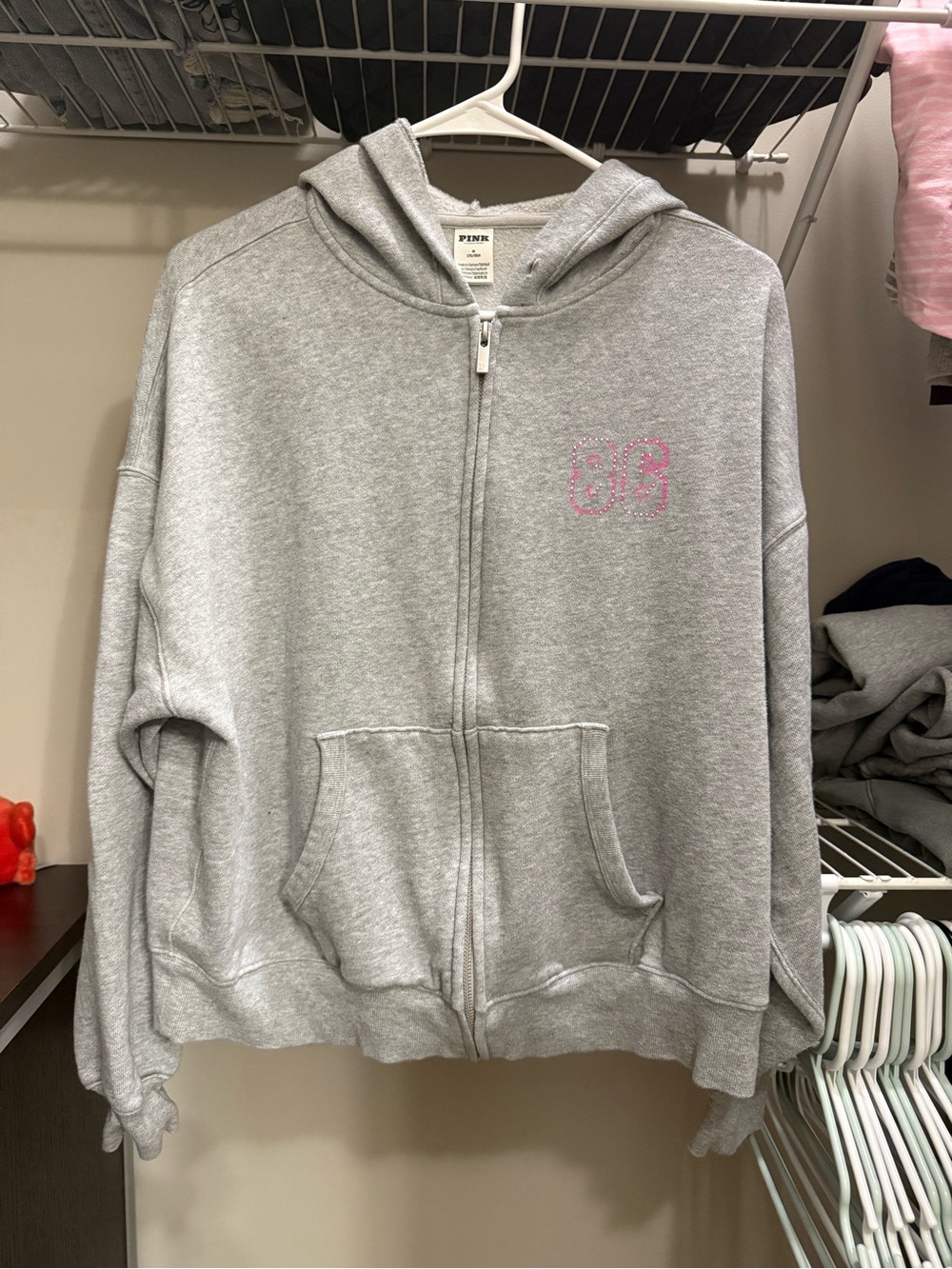 PINK Victoria's Secret Gray Zip Hoodie with Pink Logo